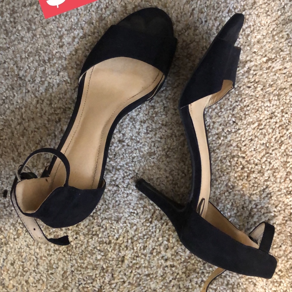 Black suede kitten heels